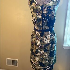 Oleg Cassini Green, White, and Black Dress